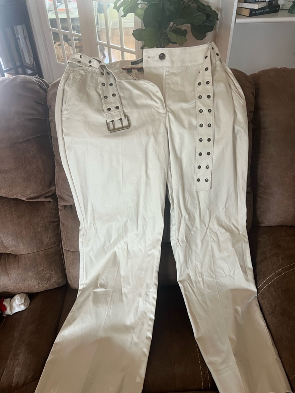 Talbots Cream Pants with Red Trim